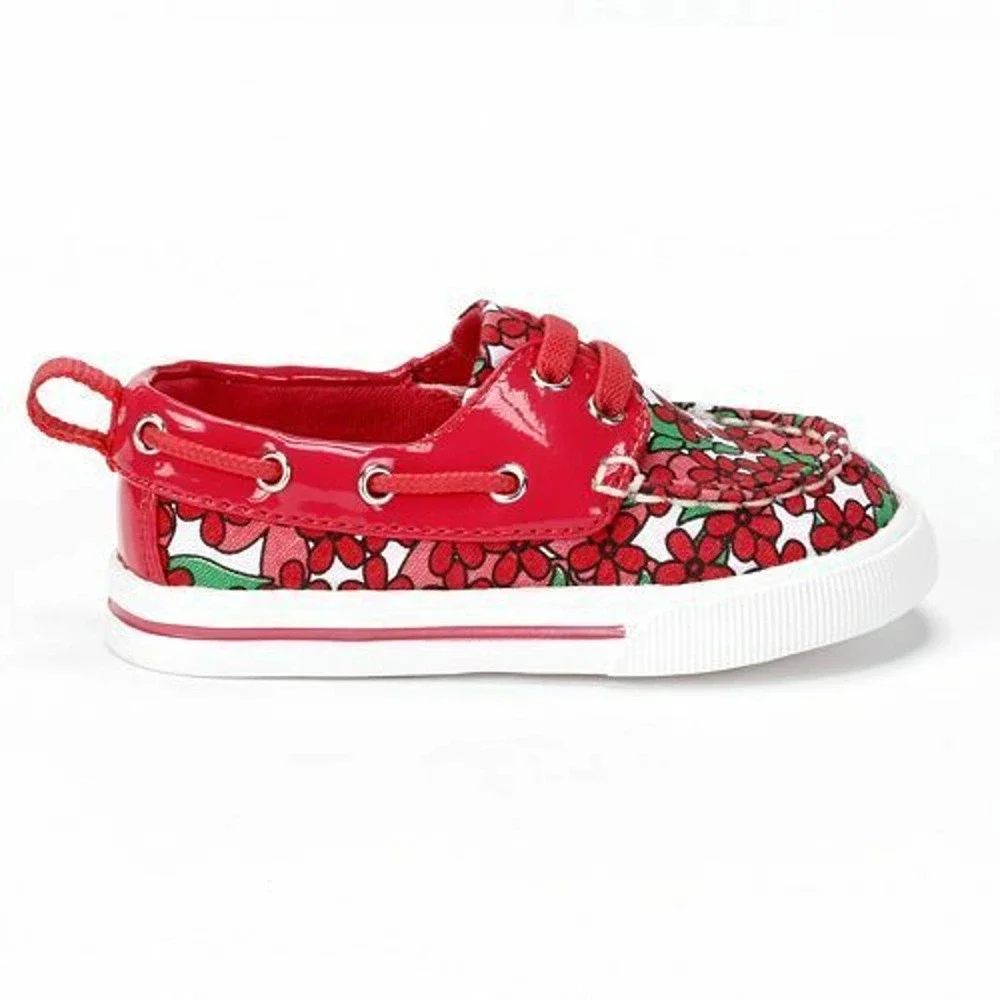 NEW‎ Jumping Beans Baby Girls Slip On Canvas Bright Pink Flower Boat Shoes 2T